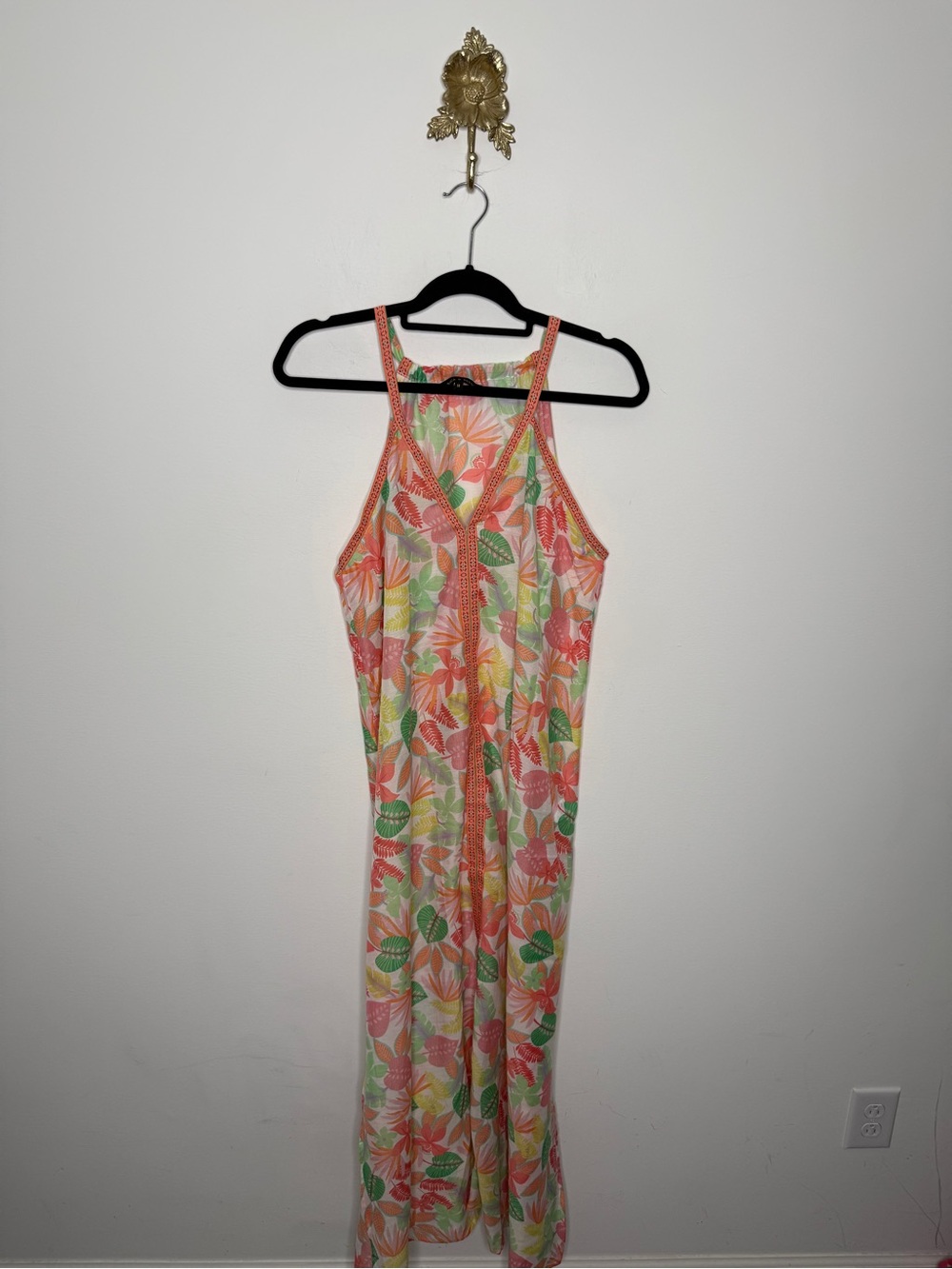 America & Beyond Floral Maxi Coverup M